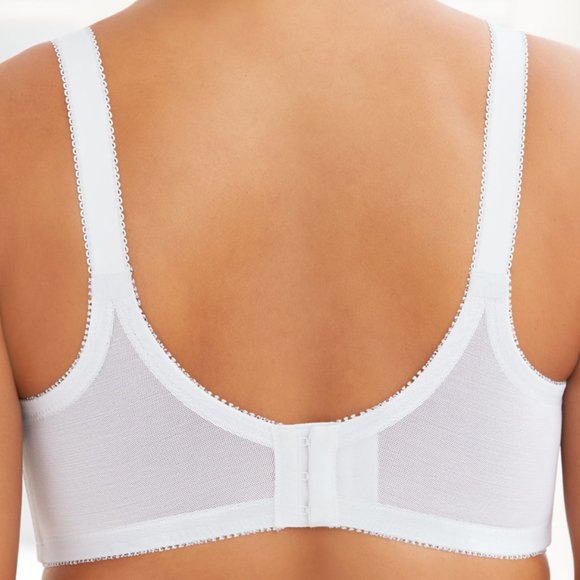 Set Of 3! 44DD Glamorise COMFORT LIFT Bra (COTTON-LINED) Wireless LACE WHITE NEW - Picture 5 of 16